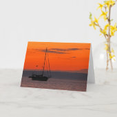 Blanco binnenschip Zonneboot Oranje Sky Greeting Kaart (Gele Bloem)
