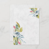 Blanco blauwe waterverf florale bruiloft kaart (Voorkant / Achterkant)