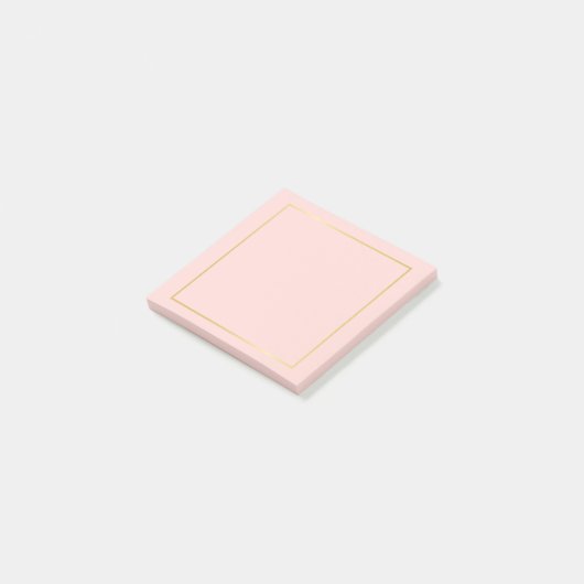 Blanco blush roze en Faux Gold Foil Post-it® Notes (Schuin)