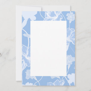 Blanco bruiloft uitnodiging - blauw porselein vet