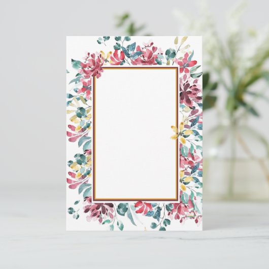 Blanco budget Bright florale bruiloft uitnodiging (Staand voorkant)
