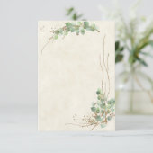 Blanco budget Eucalyptus en goudbruiloft Kaart (Staand voorkant)