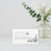 Blanco DIY Greenery Dusty Blue Flower Informatiekaartje (Staand voorkant)