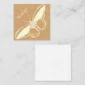 Blanco flat-dank voor uw kaart met vlinder notitiekaartje (Voorkant / Achterkant)