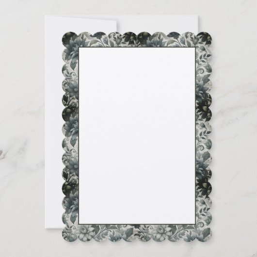 Blanco Floral Invitation Kaart (Voorkant)