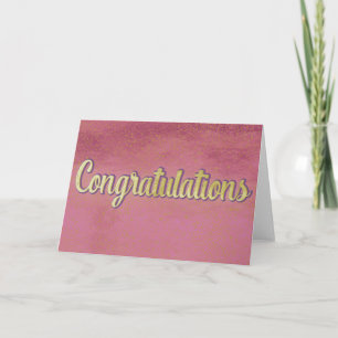 Blanco Gefeliciteerd met roze en goud Kaart