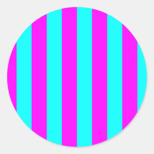 Blanco, helderroze magenta stripes ronde sticker