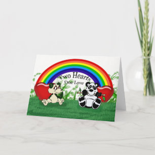 Blanco homo lesbische liefdeskaart met panda's en kaart