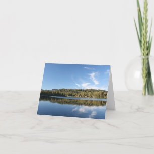 Blanco Kaart, bergmeer, bos, Cabins Blue Sky Bedankkaart