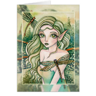 Blanco kaart - groene dragonfly