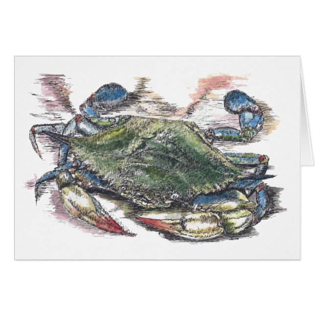 Blanco Kaart met blauwe krab (Voorkant Horizontaal)