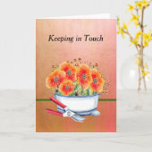 Blanco Kaart Peach met container of Flowers (Gele Bloem)