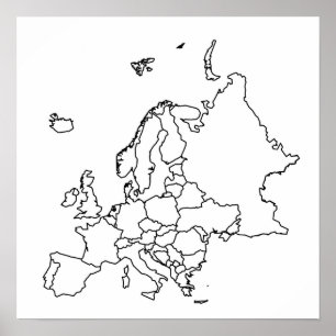 Blanco kaart van Europa Poster