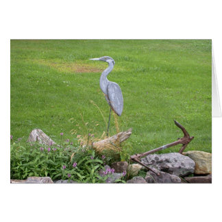 Blanco kaart - Wooden Blue Heron-sculptuur