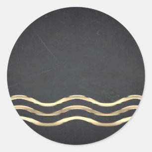 Blanco krijtbord Gold Striped Curved aanpassen Ronde Sticker