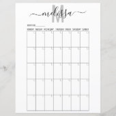 Blanco maand monogram planningsschema agenda (Voorkant)