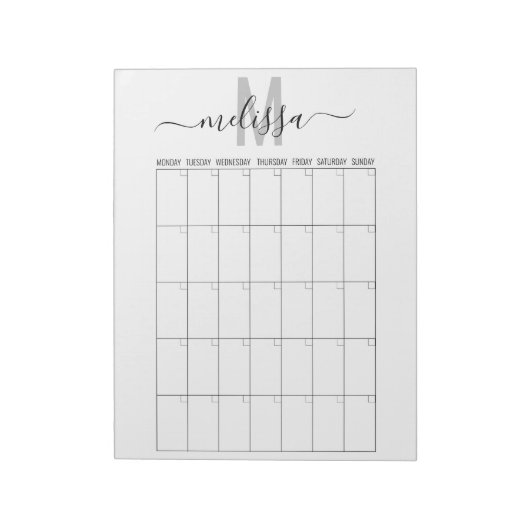 Blanco maand monogram planningsschema agenda notitieblok (Gedraaid)