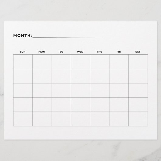 Blanco Maandkalender Landschap 5 weken 8,5 x 11 Flyer (Achterkant)
