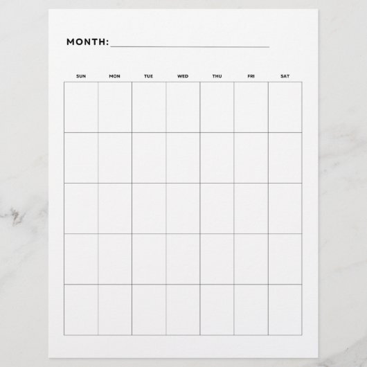 Blanco maandkalender met 5 weken 8,5 x 11 flyer (Voorkant)