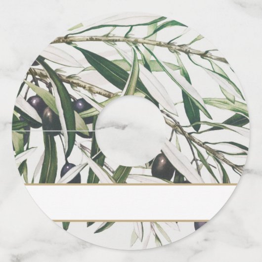 Blanco naam Elegante  olijftak Wijnglaslabel (Achterkant)