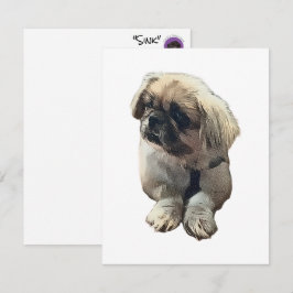 Blanco pekingese kaart met "Roze"