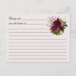 Blanco recipekaarten: Rose Bouquet Briefkaart