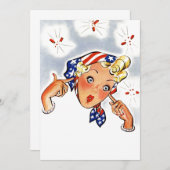 Blanco retrofirecracker zomerverrassingsuitnodigin kaart (Voorkant / Achterkant)