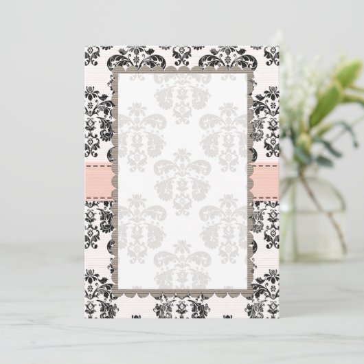 Blanco roze en zwarte Damask (Staand voorkant)