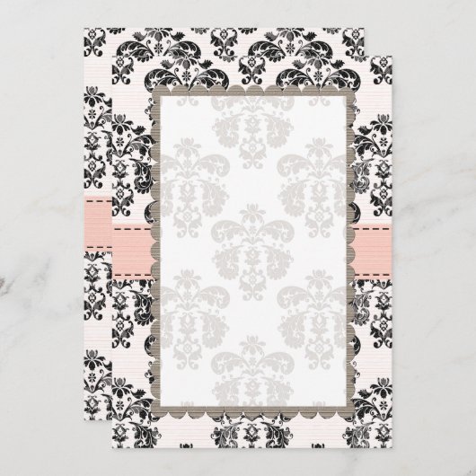 Blanco roze en zwarte Damask (Voorkant / Achterkant)