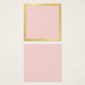Blanco roze met Faux Gold Foil Border Vierkante Visitekaartjes (Voorkant /achterkant)