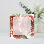 Blanco rozen en gouden bruiloft Uitnodiging (Staand voorkant)