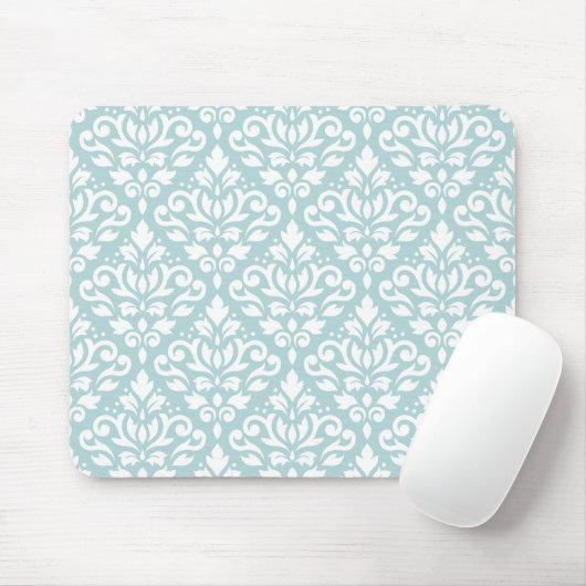 Blanco scroller Damask Ptn op Duck Egg Blue (B) Muismat (Met muis)