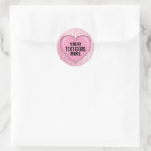 Blanco Sjabloon Roze hart Voeg Jouw tekst toe Ronde Sticker (Tas)