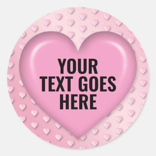 Blanco Sjabloon Roze hart Voeg Jouw tekst toe Ronde Sticker (Voorkant)