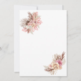 Blanco uitnodiging DIY Boho Dusty Roos Bloemen