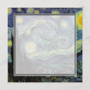 blanco uitnodiging, van Gogh starry avond Kaart