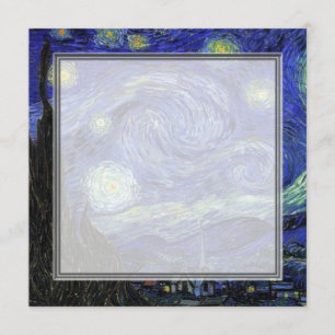blanco uitnodiging, van Gogh starry avond Kaart