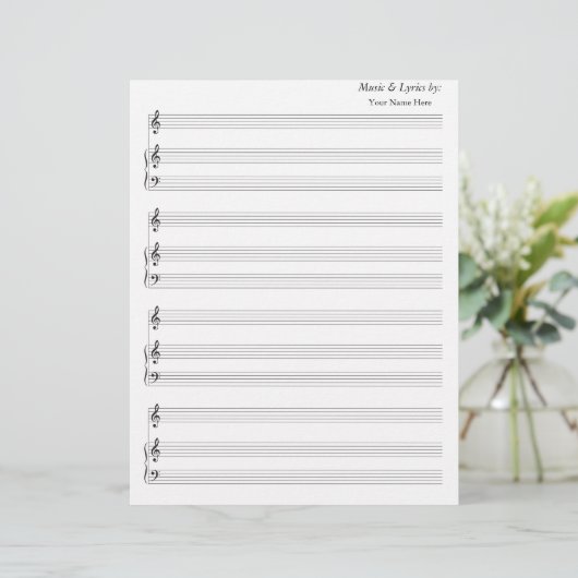 Blanco vel muziek Blank Piano Treble Clef (Staand voorkant)