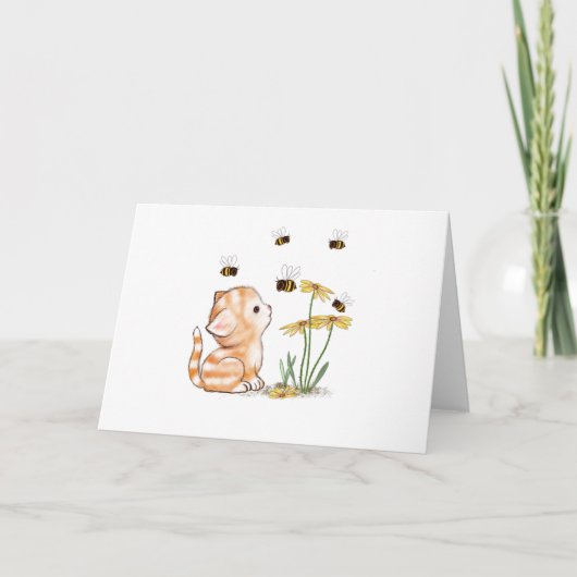 Blanco Wenskaart voor kattenbietenbloemen Kaart (Voorkant)