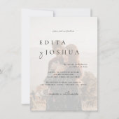 Blanco y Negro Todo En Uno Invitación de Boda QR Kaart (Voorkant)