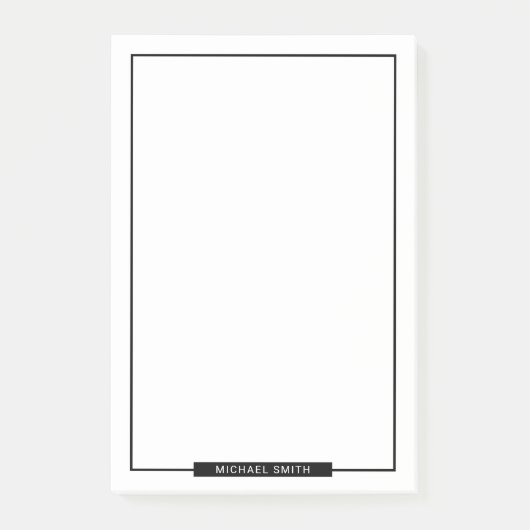 Blanco zwart en wit met aangepaste naam post-it® notes (Voorkant)