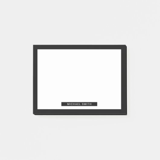 Blanco zwart en wit met aangepaste naam post-it® notes (Voorkant)