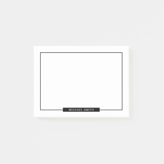 Blanco zwart en wit met aangepaste naam post-it® notes (Voorkant)