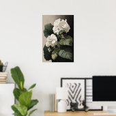Blancs Begonias Flower Art Imprimer Poster (Bureau à domicile)