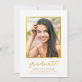 Blancs Black Gold Photo Faire-part de graduation (Devant)