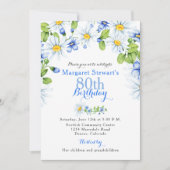 Blancs Bleu Daisy 80e anniversaire Invitation (Devant)