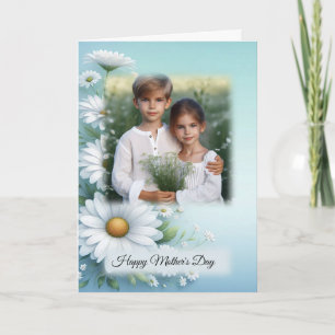 Blancs Bonne carte de fête des mères avec photo