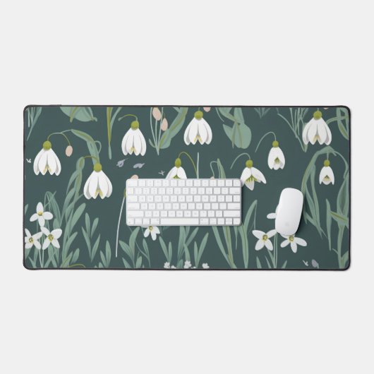 Blancs De Neige Fleurs Sur Vert (Clavier et souris)