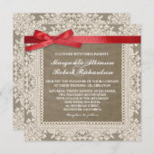 Blancs dentelle rouge arc & burap invitations de m (Devant / Derrière)