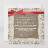 Blancs dentelle rouge arc & burap invitations de m (Devant)